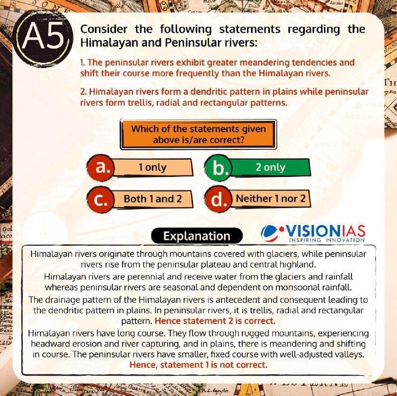 Consider the following statements regarding the Himalayan and Peninsular rivers: